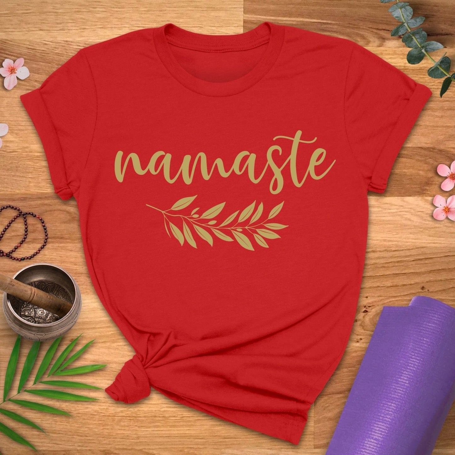Namaste Gold Leaf Tee - ZenWear - T-Shirt